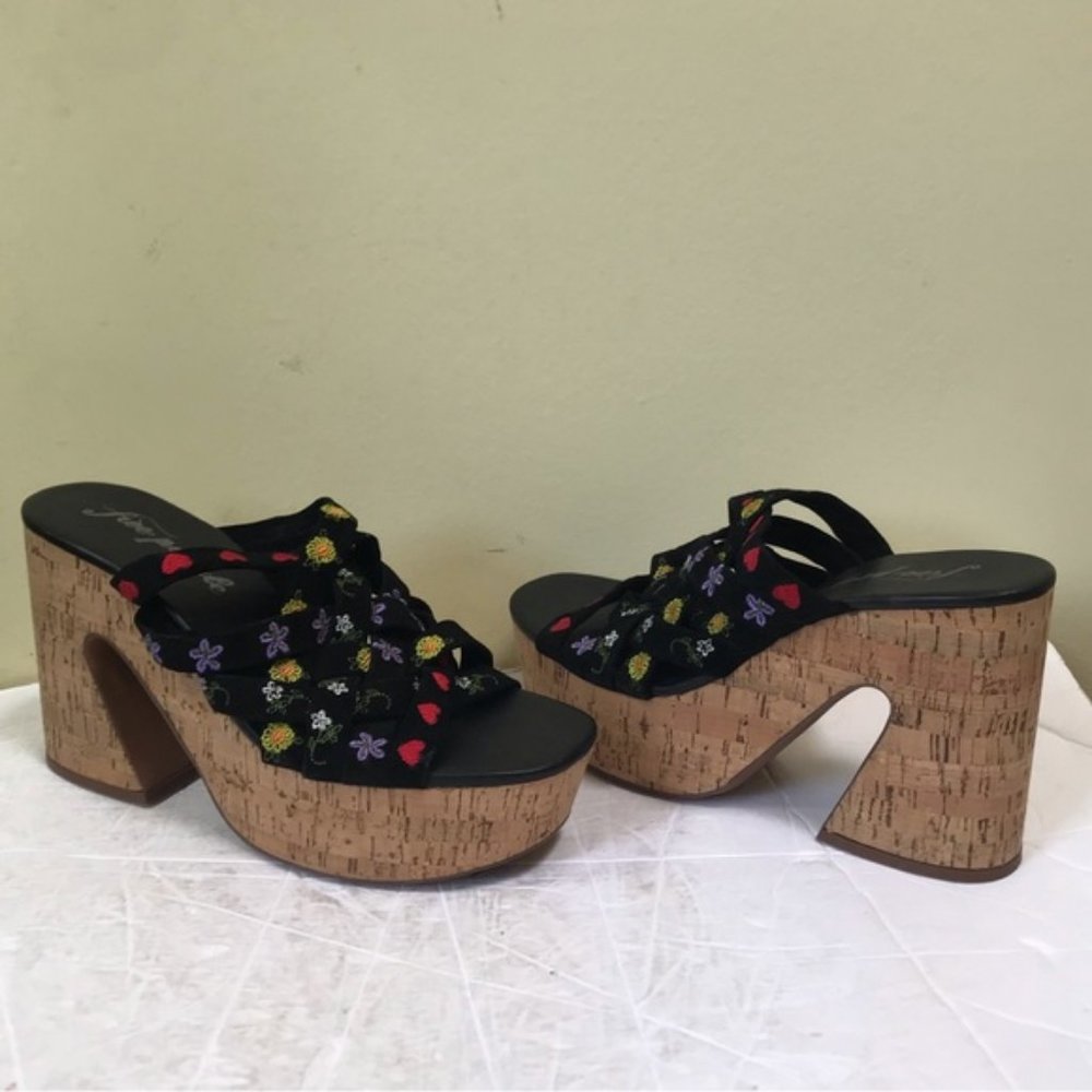 Free People NEW Lisbon Platform Heels Floral Suede Platform Mules Sandals Clog 9 - Picture 14 of 16